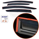 Opel Corsa C 2000-2006 Uyumlu Mugen Cam Rüzgarlığı Seti Piano Black 4'lü İthal
