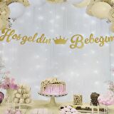Hoşgeldin Bebeğim Kaligrafi Banner - Gold