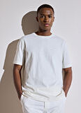 Brooks Brothers Bisiklet Yaka Ekru Erkek T-Shirt BBSP23MTS003