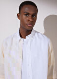 Brooks Brothers Slim Fit Klasik Yaka Sarı - Beyaz Erkek Gömlek BBSP23MSH029