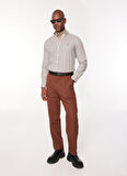 Regular Fit Düğmeli Yaka Kahve Erkek Gömlek BBFW23MSH034