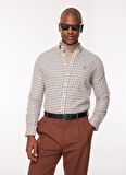 Regular Fit Düğmeli Yaka Kahve Erkek Gömlek BBFW23MSH034