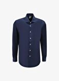 Slim Fit İtalyan Yaka Lacivert Erkek Gömlek BBSS24MSH028