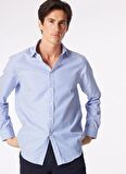 Slim Fit İtalyan Yaka Lacivert - Beyaz Erkek Gömlek BBSS24MSH027