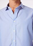 Slim Fit İtalyan Yaka Lacivert - Beyaz Erkek Gömlek BBSS24MSH027