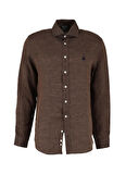 Brooks Brothers Slim Fit Düğmeli Yaka Kahve Erkek Gömlek BBSS24MSH041