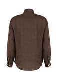 Brooks Brothers Slim Fit Düğmeli Yaka Kahve Erkek Gömlek BBSS24MSH041