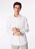 Slim Fit Klasik Yaka Beyaz Erkek Gömlek BBSS24MSH057