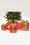 Waldern Yılbaşı Çam Ağacı Hediye Paketi Büyük Boy Kırmızı-Altın