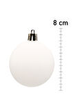 Waldern Yılbaşı Çam Ağacı Süsü Beyaz 8 Cm Mat 6lı Cici Top