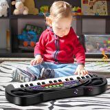 Oyuncak 32 Tuşlu Mikrofonlu Org - Müzik Aletleri Oyuncak Piyano (Siyah)