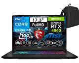 Msı Katana 17 Intel Core I5-12450H 24GB Ddr5 4tb SSD 8GB/RTX4060 WINDOWS11HOME 17.3" 144 Hz Fhd IPS Taşınabilir Bilgisayar B12VFK-1031XTRW24+WEBLEGELSINÇANTA