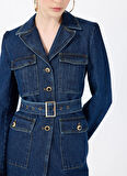 Sorbe Lacivert Kadın Denim Ceket MILITARDENIMJACKET2014