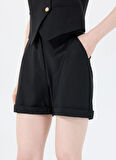 Sorbe Normal Bel Normal Siyah Kadın Şort ŞORT 3001