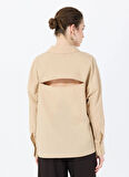 Sorbe Bol Kesim Gömlek Yaka Bej Kadın Gömlek THE CUT OUT SHIRT 4020