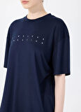 Sorbe Bisiklet Yaka Lacivert Kadın T-Shirt THE RELAX TSHIRT 4010