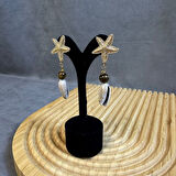 Uretti - Tuğba 6667 2336 Deniz Yıldızı Model Kaplan Gözü Doğal Taşlı Küpe