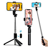 Selfie Çubuğu Bluetooth Kumandalı Kablosuz 170cm Çok Fonksiyonlu IŞIKSIZ Tripod -R1S-
