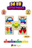 212toyzz Ahşap Eğitici Puzzle 3d Yapboz Seti 5 Adet 5 Parçalı