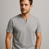 2124 Henley Tişört Basic Casual T shirt