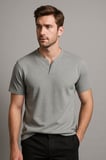 2124 Henley Tişört Basic Casual T shirt