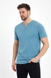 2124 Henley Tişört Basic Casual T shirt