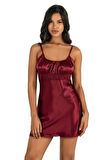 Beruflic Bordo Kısa Saten Gecelik 8208