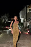 Dianora Gold Simli Uzun Elbise Ate-0988