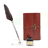 Kişiye Özel  Kutulu  Divit Kalem ve Deri Kaplı Anı Defteri