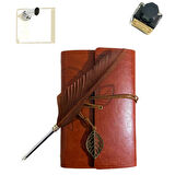 Kişiye Özel  Kutulu  Divit Kalem ve Deri Kaplı Anı Defteri