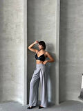 Pileli keten pantolon s255046