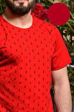 Kırmızı Slim Fit Çapa Baskılı Kısa Kollu Bisiklet Yaka Erkek Tişört 20ETSHCAPA
