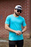 Turkuaz Basic Rahat İnce Petek Kumaş Spor Erkek Tshirt 22ETSHPORT