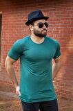 Yeşil Basic Rahat İnce Petek Kumaş Spor Erkek Tshirt 22ETSHPORT