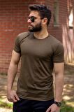 Haki Yeşil Basic Rahat İnce Petek Kumaş Spor Erkek Tshirt 22ETSHPORT
