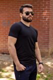Siyah Basic Rahat İnce Petek Kumaş Spor Erkek Tshirt 22ETSHPORT