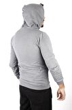 Füme Invisible Yazılı Kanguru Cep Kapüşonlu Erkek Sweatshirt 21ESWTKGVS