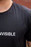 Siyah Invisible Yazı Baskılı Basic Kısa Kollu Bisiklet Yaka Erkek Tişört 20ETSHYUNZ