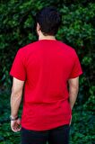 Kırmızı El Yazısı İmza Baskı Kısa Kollu Bisiklet Yaka Erkek T-shirt 22ETSHEYAZ