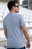 Erkek Gri El Yazısı İmza Baskı Normal Kesim Bisiklet Yaka Erkek T-Shirt 22ETSHEYAZ