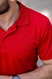 Erkek Kırmızı Petek Tam Esnek Likralı Rahat Ribana Kol Polo Yaka T-Shirt 24EPLYSNSP