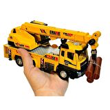 Oyuncak Sesli ve Işıklı Metal Çek Bırak İş Araçları - Die Cast Model İnşaat Kamyonları (Vinç-1)