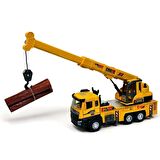 Oyuncak Sesli ve Işıklı Metal Çek Bırak İş Araçları - Die Cast Model İnşaat Kamyonları (Vinç-1)