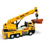 Oyuncak Sesli ve Işıklı Metal Çek Bırak İş Araçları - Die Cast Model İnşaat Kamyonları (Vinç-1)