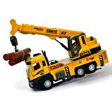 Oyuncak Sesli ve Işıklı Metal Çek Bırak İş Araçları - Die Cast Model İnşaat Kamyonları (Vinç-1)