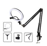Akrobat Hareketli 3 Renkli Led Halka Selfie Make Up Eğitim Çekim Lambası Telefon Tutuculu Led Halka Masa Lambası Mengeneli