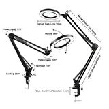Akrobat Hareketli 8X Büyüteçli Led Işıklı Masa Çalışma Lambası - Mengeneli (Beyaz)