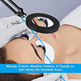 Akrobat Hareketli 8X Büyüteçli Led Işıklı Masa Çalışma Lambası - Mengeneli (Beyaz)