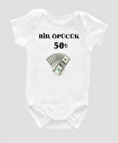 Organik %100 Pamuk Bir Öpücük 50tl Baskılı Bebek Body ZBN073