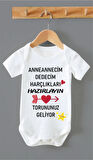 Organik %100 Pamuk Anneannecim Dedecim Torunuz Geliyor Bebek Body Badi Çıtçıtlı Zıbın ZBN126